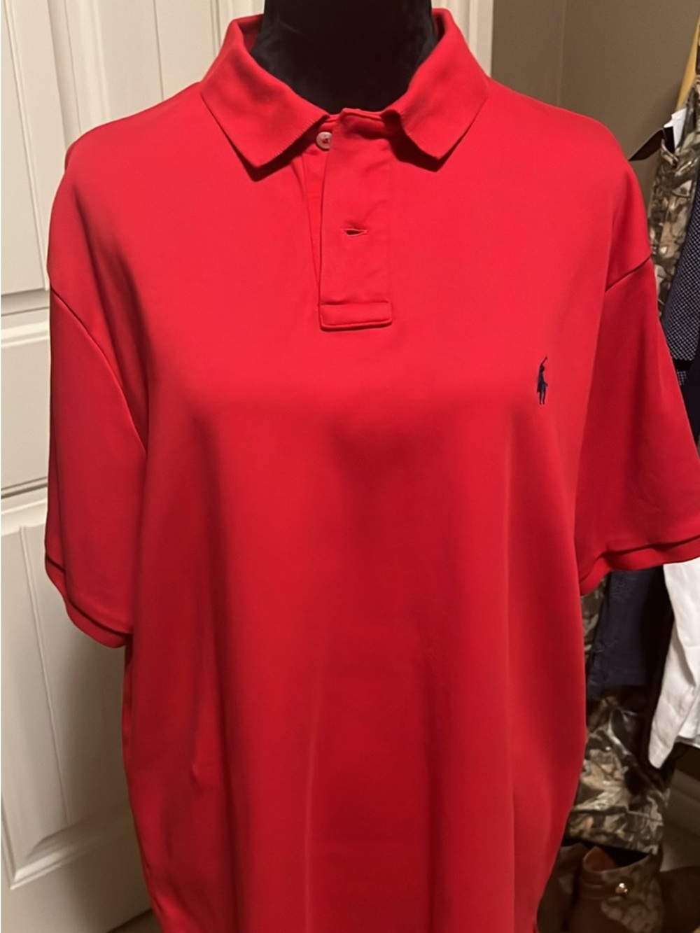 Ralph Lauren Men's Red Polo with Navy Logo